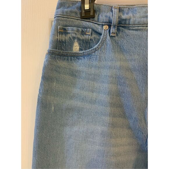 LOFT JEANS STRAIGHT DISTRESSED ANKLE LIGHT WASH HIGH WAIST SZ 12 - Picture 3 of 14